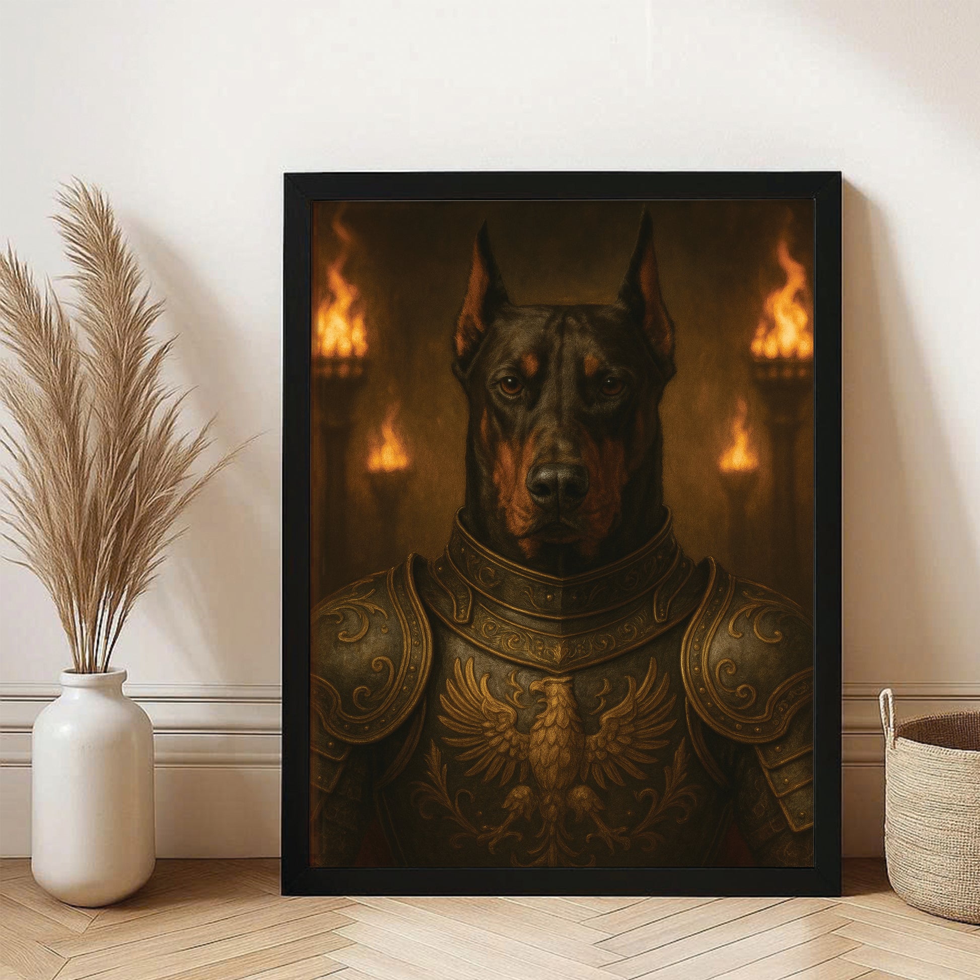 Custom Photo Dog Knight Royal Canvas Framed Wall Art Gift For Dog Lovers