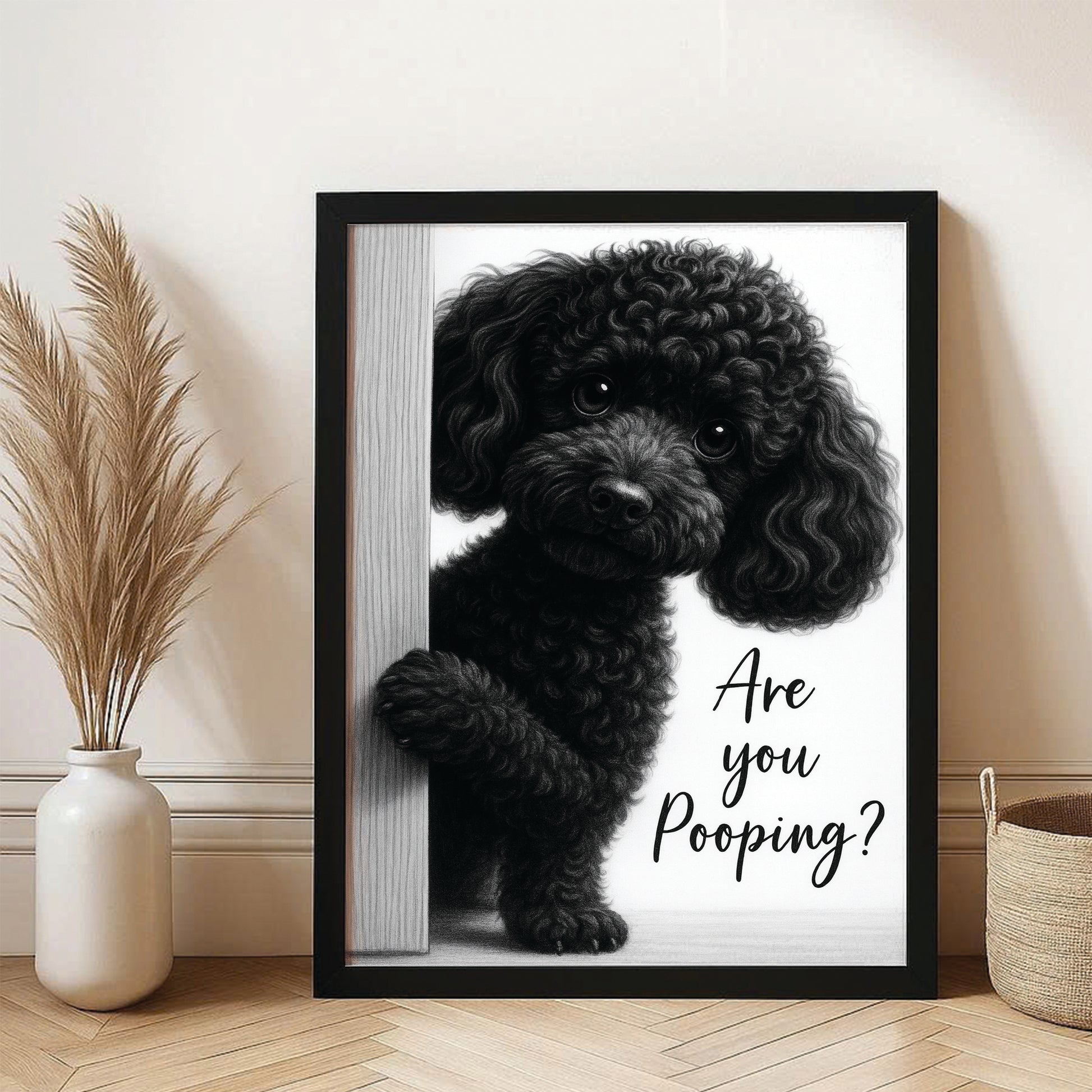 Custom Photo Dog Bathroom Canvas Framed Wall Art Gift For Dog Lover