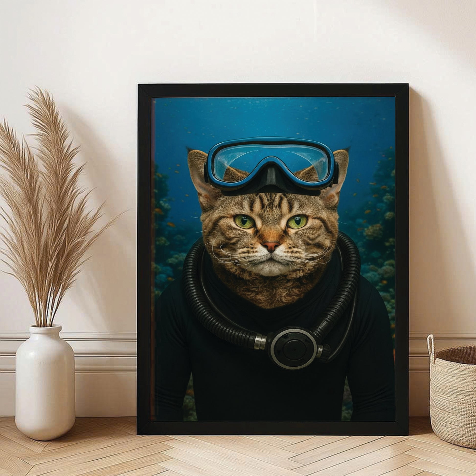 Custom Photo Scuba Diving Cat Gift For Cat Lovers