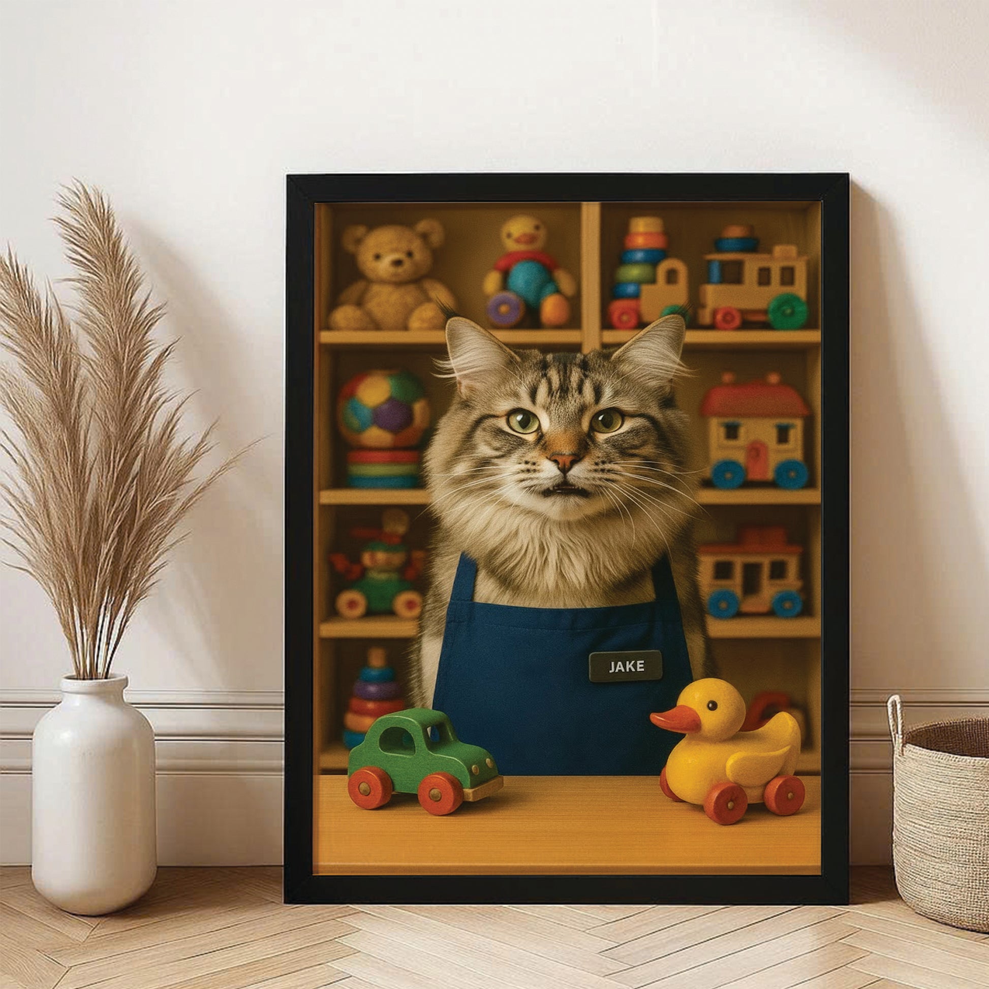 Custom Photo Toy Store Cat Canvas Framed Wall Art Gift For Cat Lovers