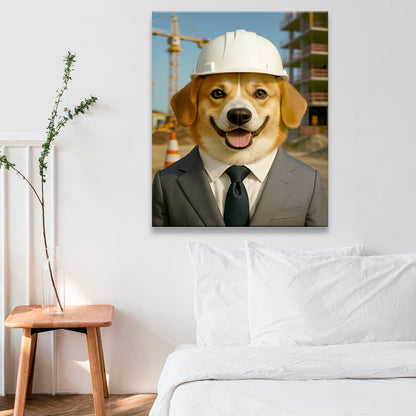 Custom Photo Engineer Construction Dog Canvas Gift For Dog Lovers