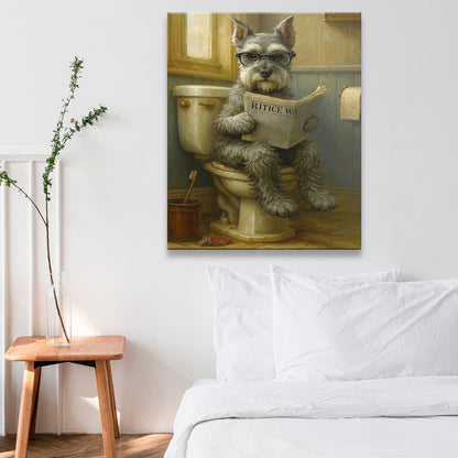 Custom Photo Dog In Bathroom Canvas Gift For Dog Lovers