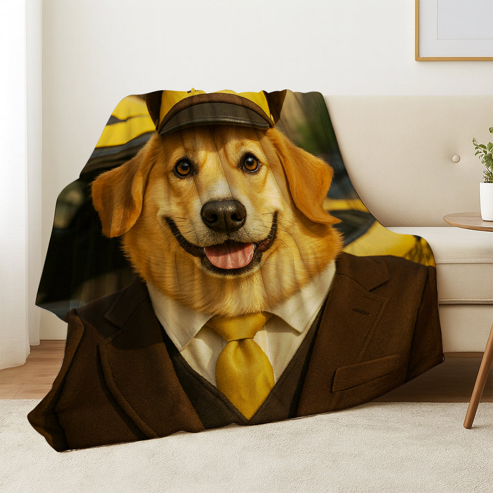 Custom Photo Taxi Driver Dog BlanketGift For Dog Lovers