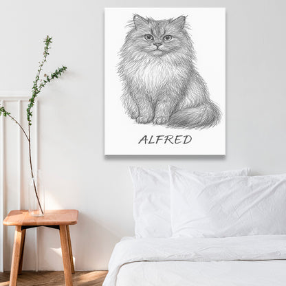 Custom Photo Cat Pencil Art