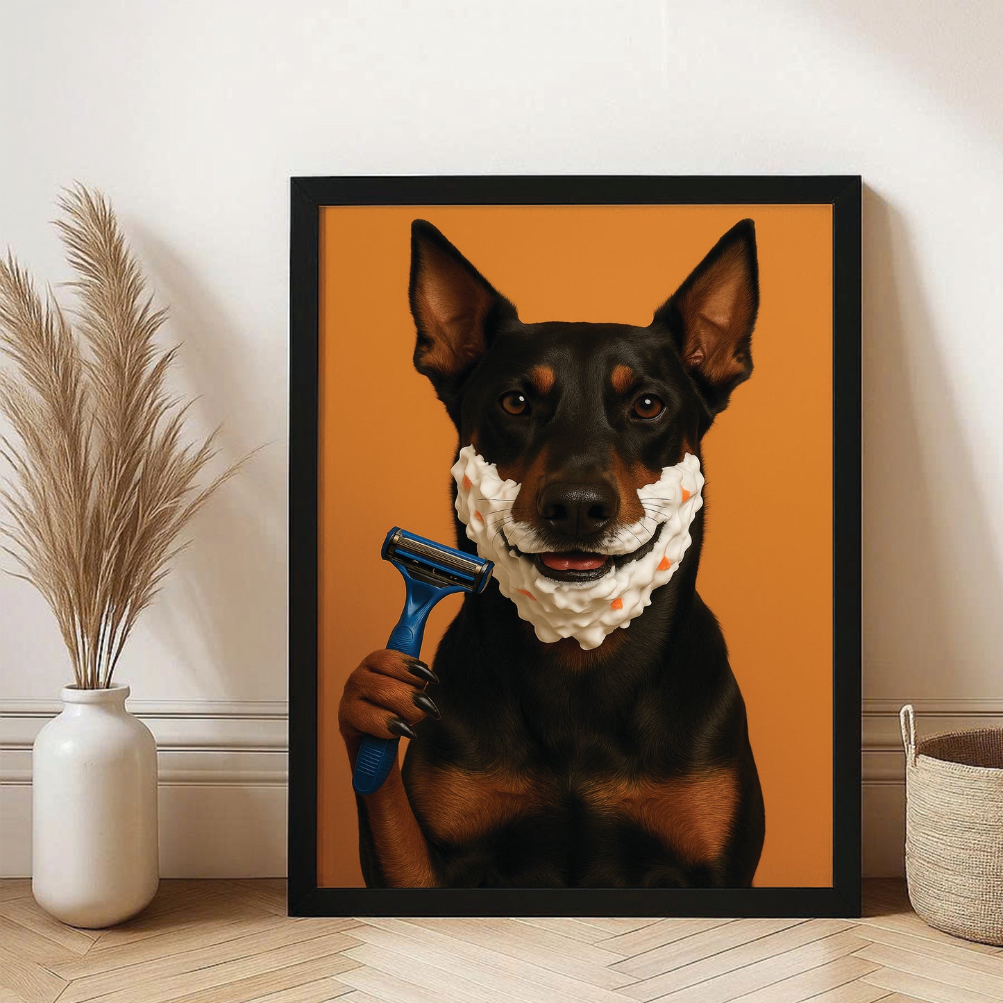 Custom Photo Dog Bathroom Style 36 Canvas Framed Wall Art Gift For Dog Lovers