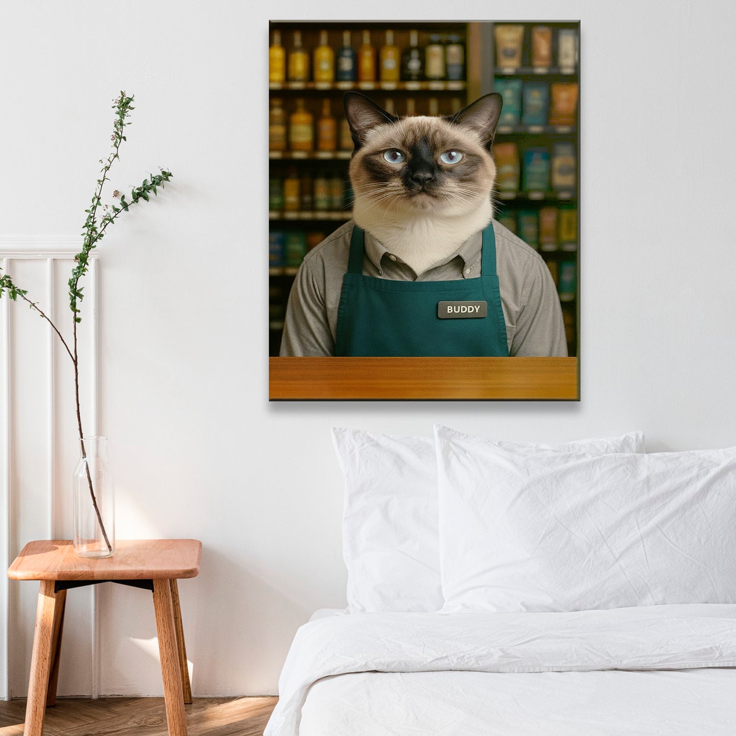 Custom Photo Shop Owner Cat Canvas Gift For Cat Lovers