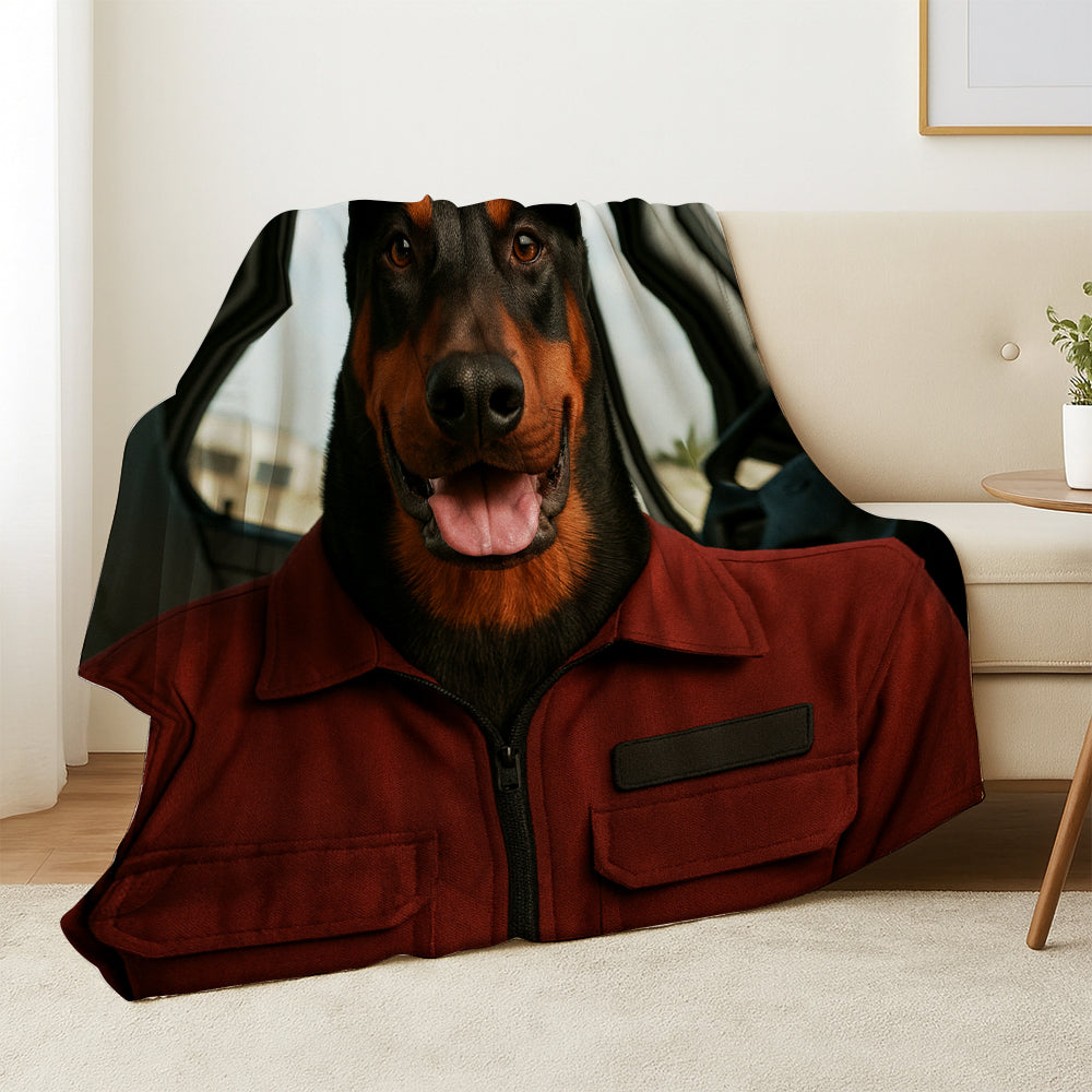 Custom Photo Trucker Driver Dog BlanketGift For Dog Lovers