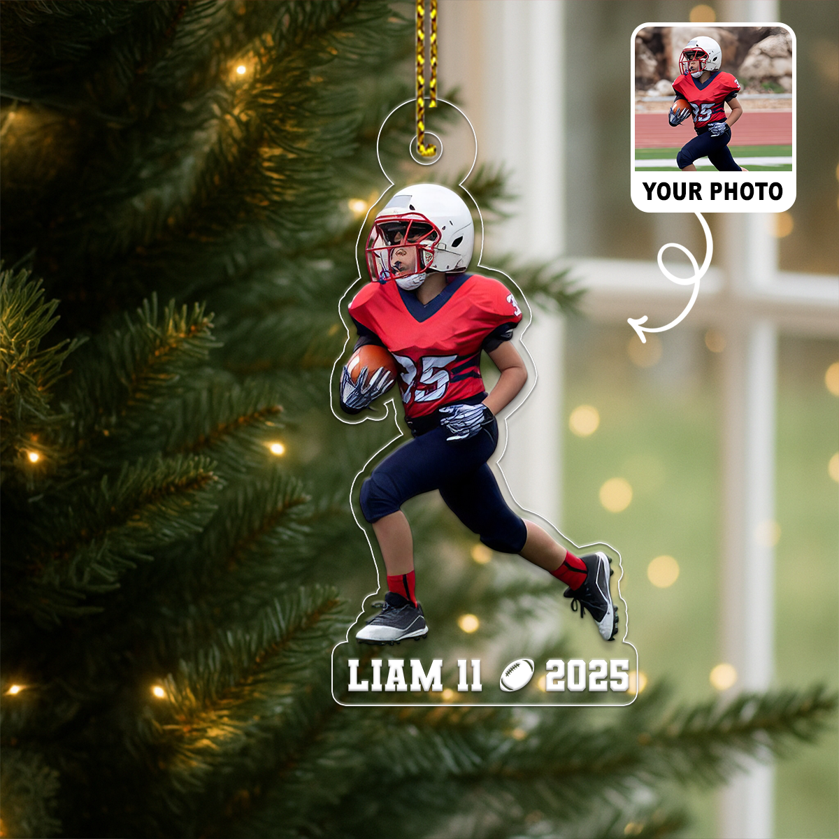 Custom Name Football Player With Name Acrylic Ornament Christmas Gift