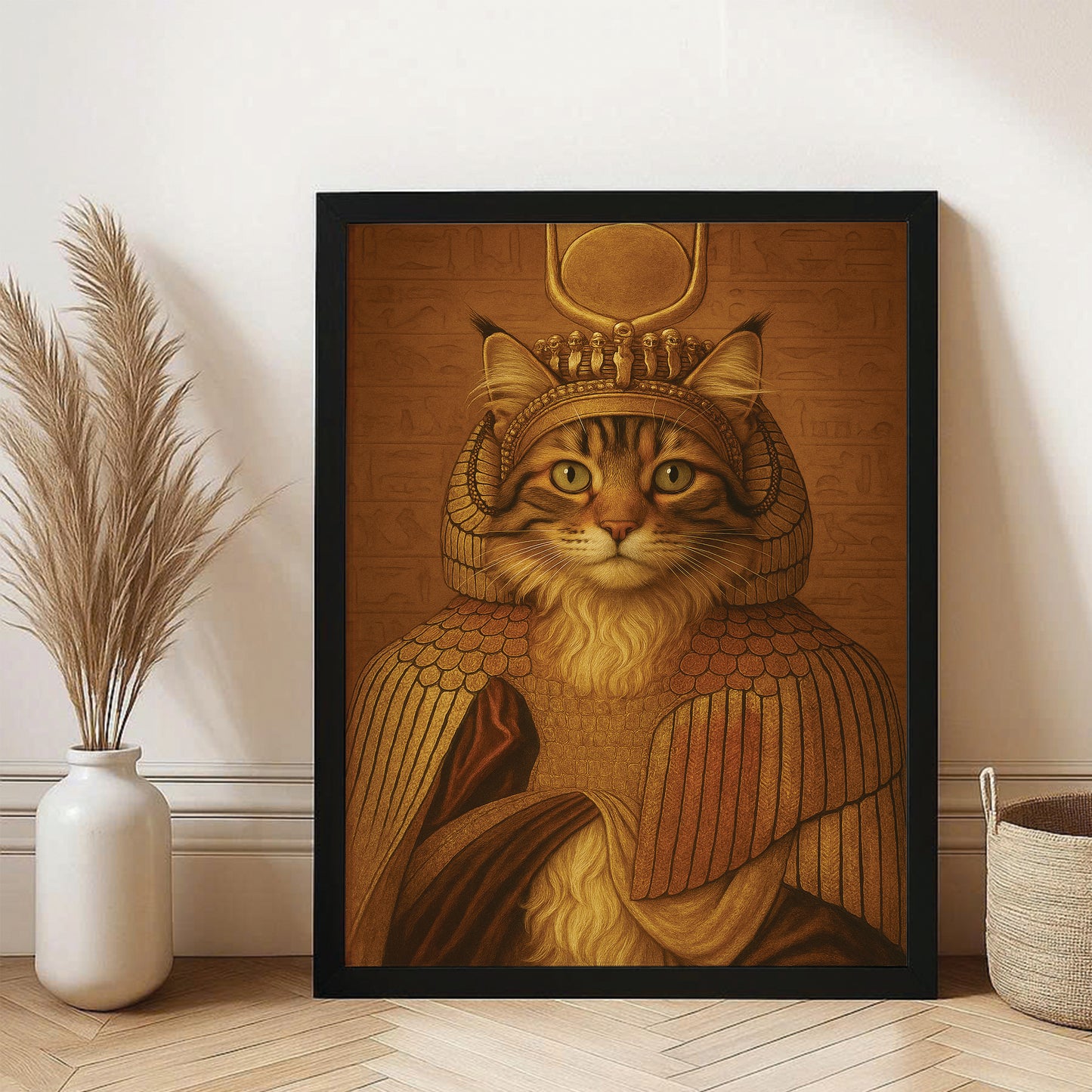 Custom Photo Cleopawtra Cat Canvas Framed Wall Art Gift For Cat Lovers