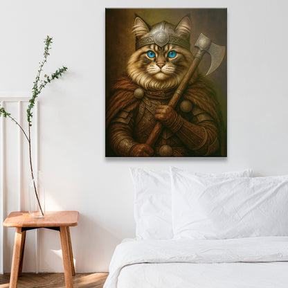 Custom Cat Photo Viking Warrior Canvas _ Gift For Cat