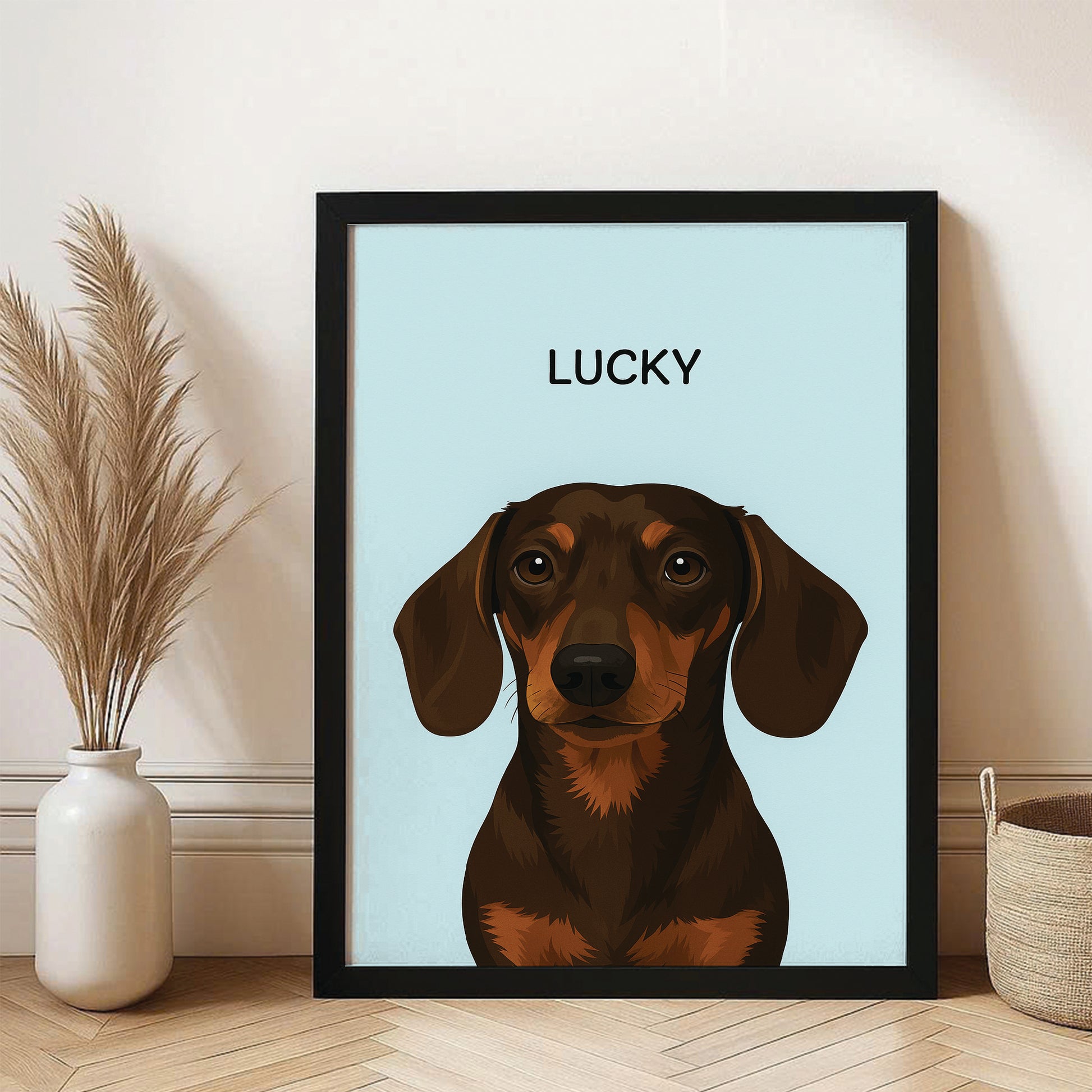 Custom Photo Minimalist Classic Dog Canvas Framed Wall Art Gift For Dog Lovers