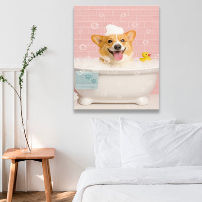 Custom Photo Dog In Bath Canvas Gift For Dog Lovers