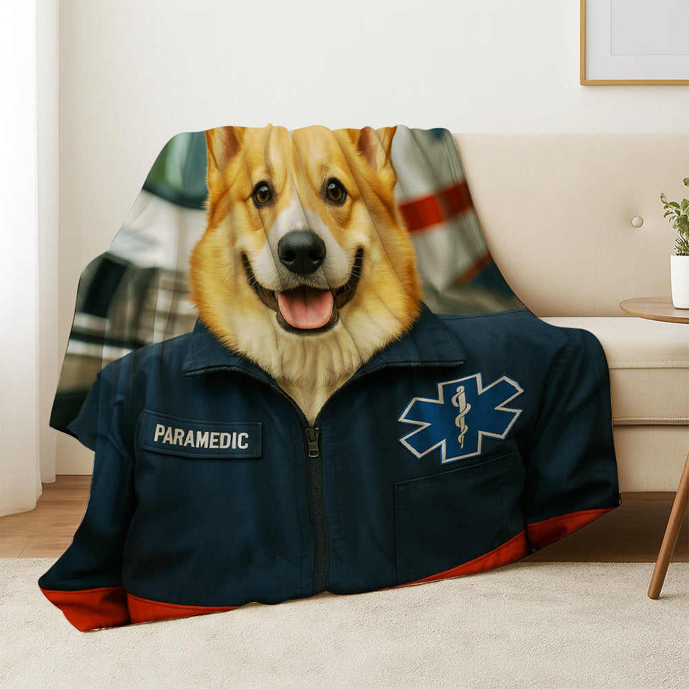 Custom Photo Paramedic Emt Dog BlanketGift For Dog Lovers