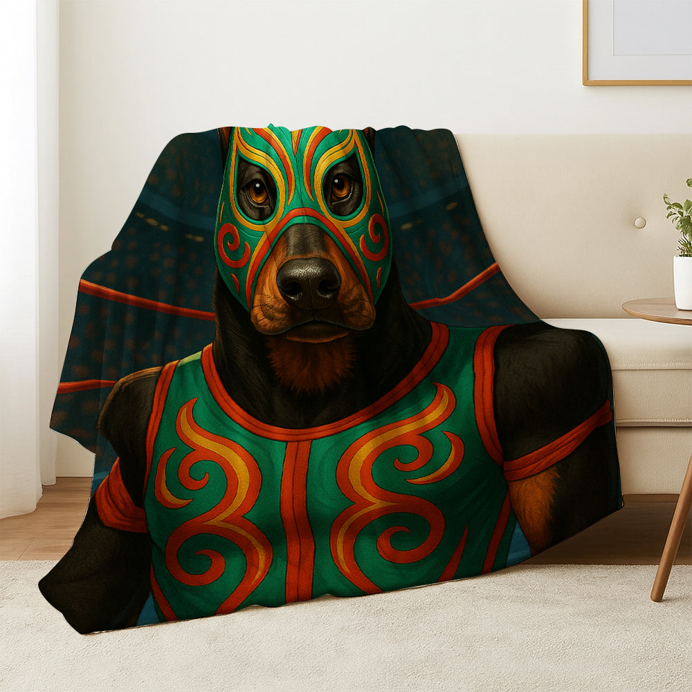 Custom Photo Lucha Libre Wrestler Mask Dog BlanketGift For Dog Lovers