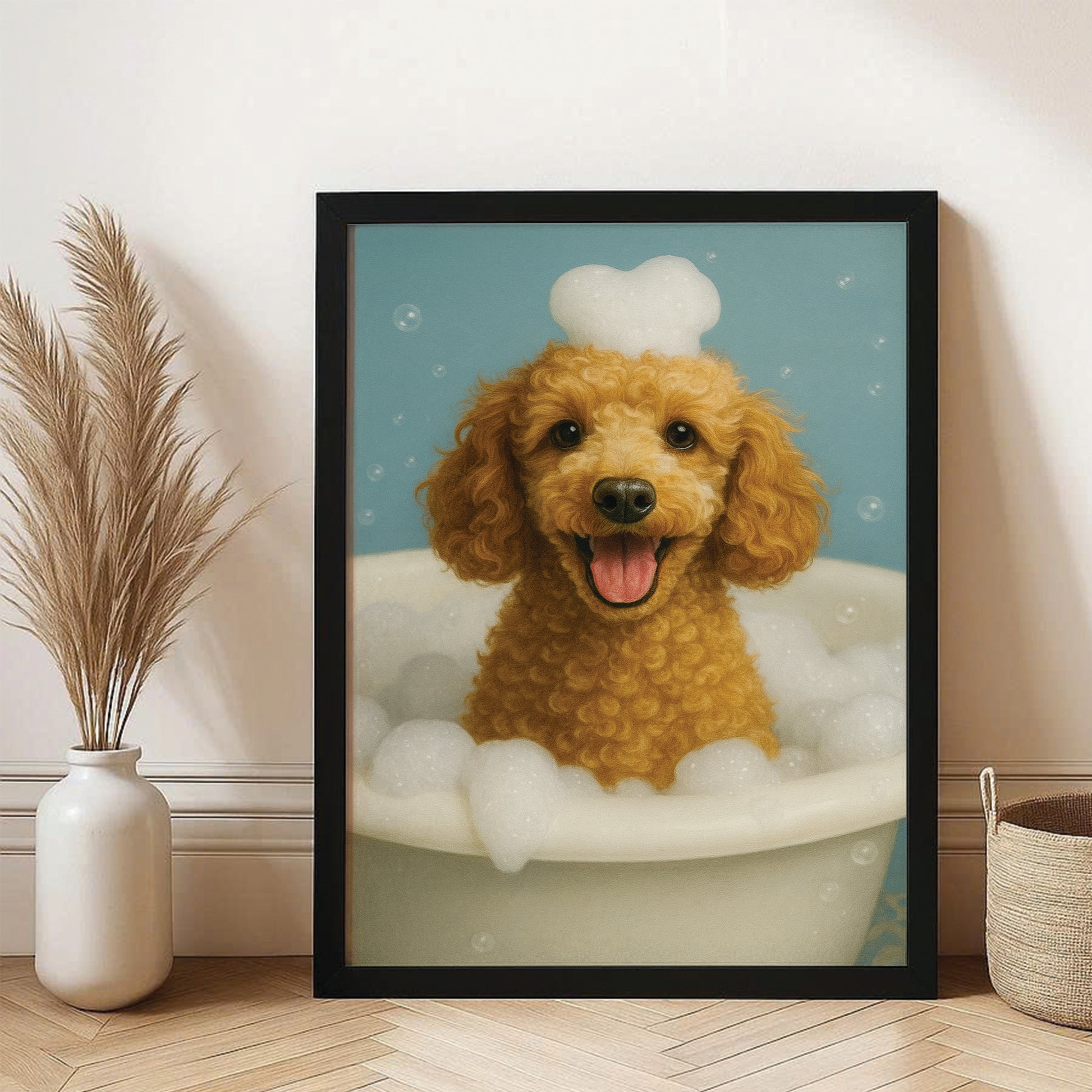 Custom Photo Dog Bathroom Style 29 Canvas Framed Wall Art Gift For Dog Lovers