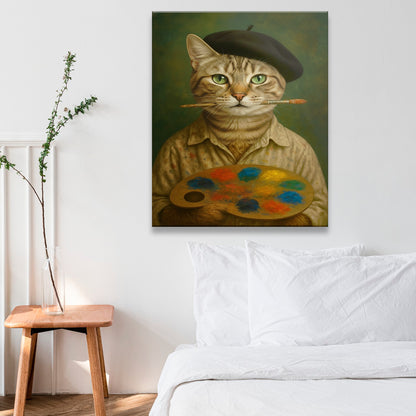 Custom Photo Artist Cat Canvas Gift For Cat Lovers
