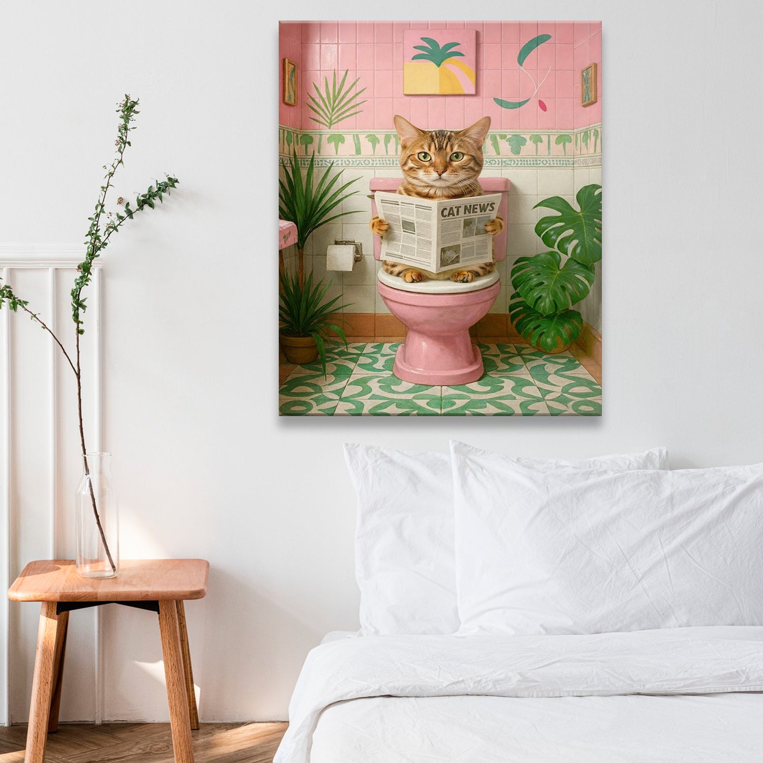 Custom Photo Cat Bathroom Style 10 Canvas Gift For Cat Lovers