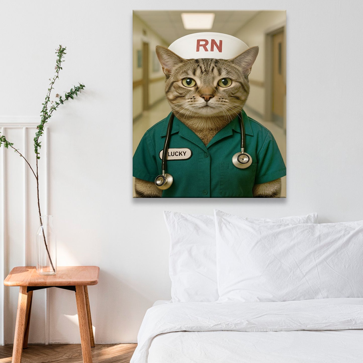Custom Photo Registed Nurse Cat Canvas Gift For Cat Lovers