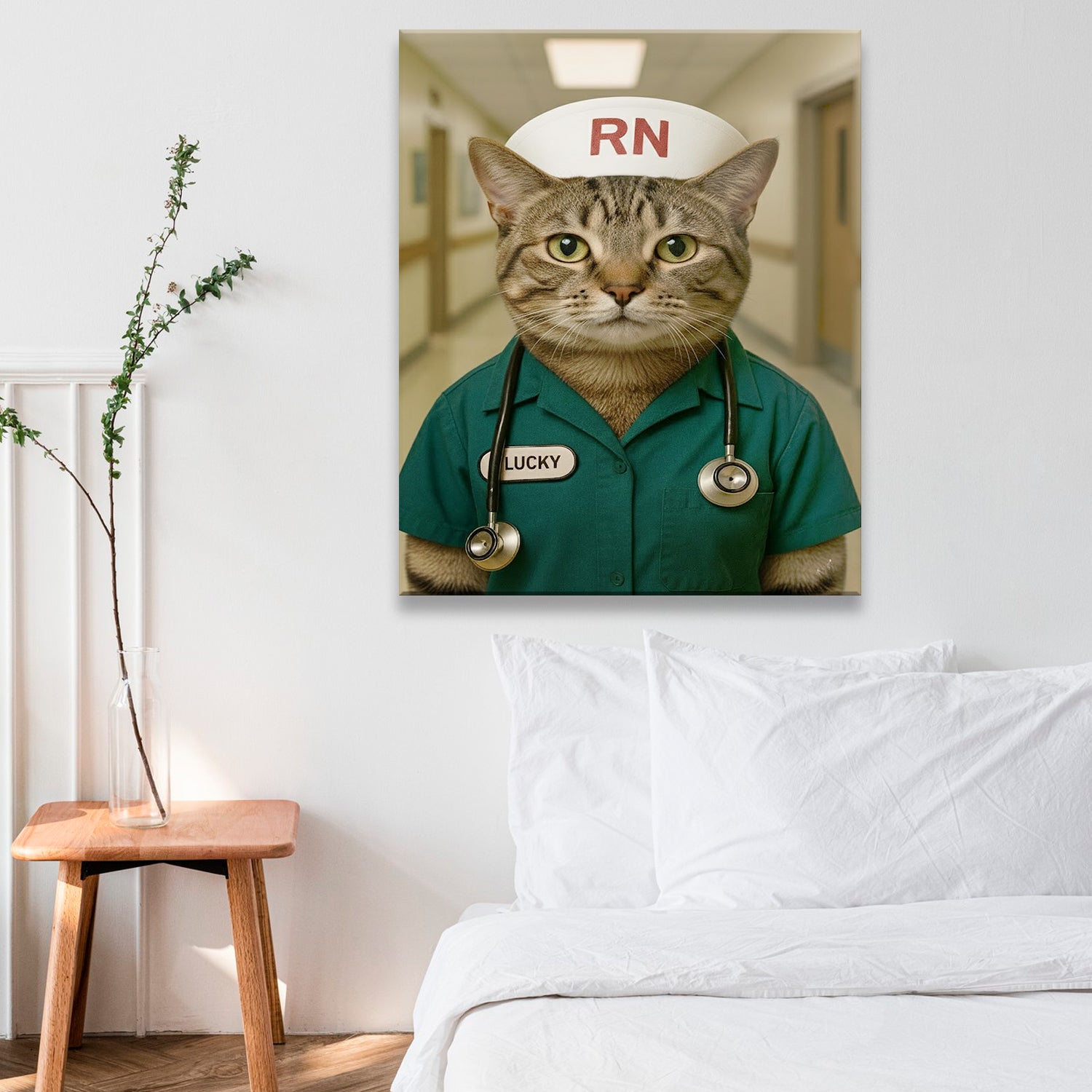 Custom Photo Registed Nurse Cat Canvas Gift For Cat Lovers