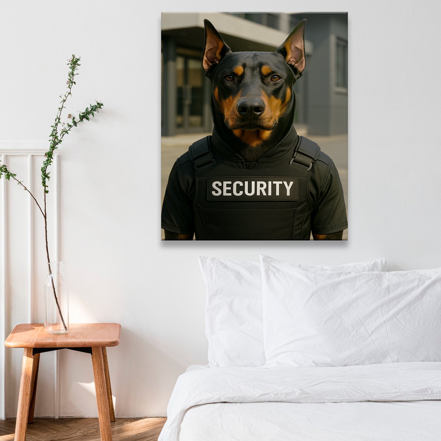 Custom Photo Security Guard Dog Canvas Gift For Dog Lovers