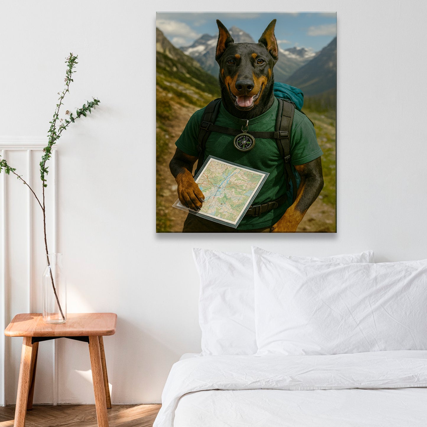Custom Photo Explorer Hiking Dog Canvas Gift For Dog Lovers