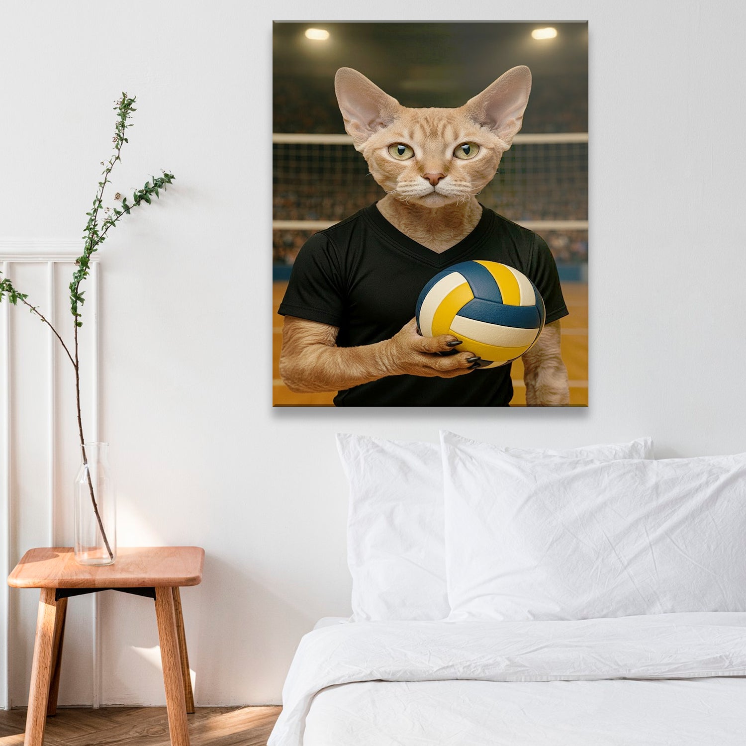 Custom Photo Volleyball Player Cat Canvas Gift For Cat Lovers