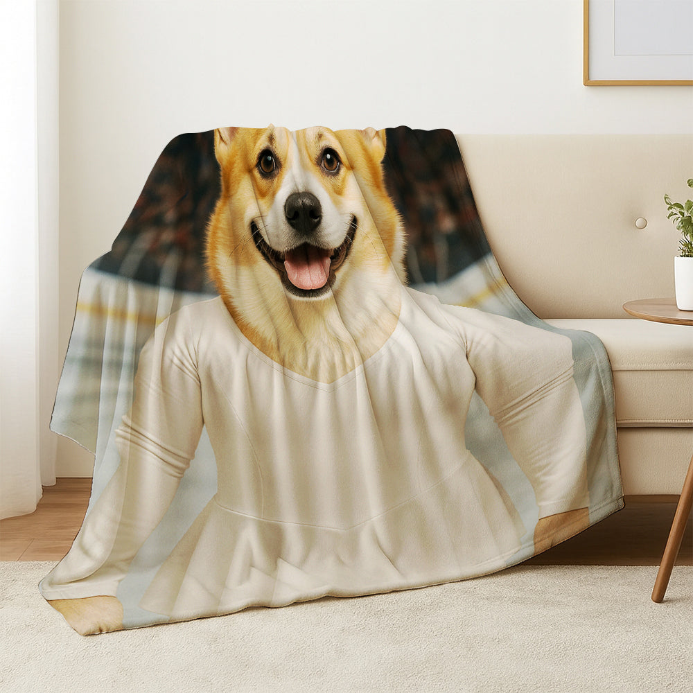 Custom Photo Ice Skater Dog BlanketGift For Dog Lovers