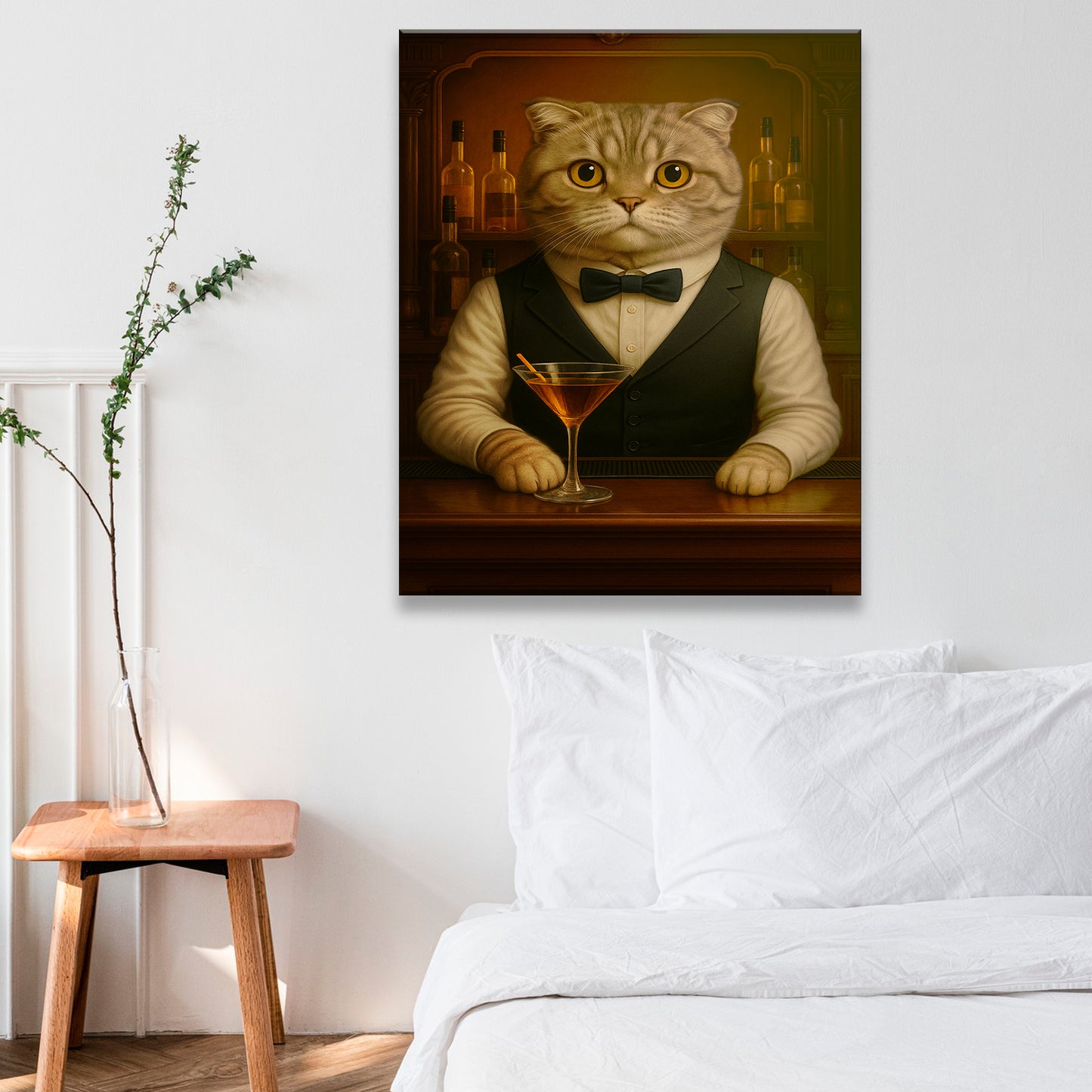 Personalized Cat Portrait Bartender Canvas