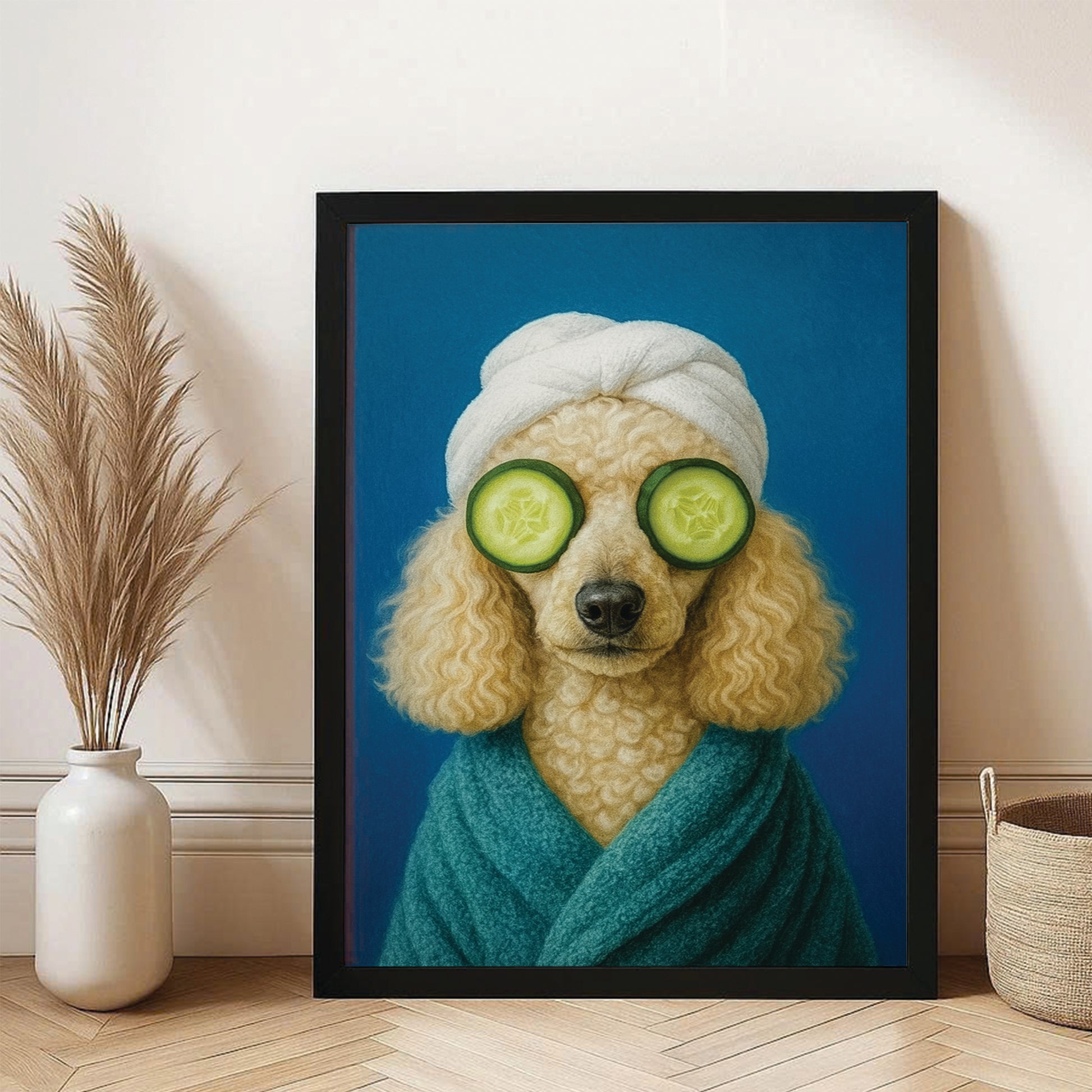 Custom Photo Dog Bathroom Style 21 Canvas Framed Wall Art Gift For Dog Lovers