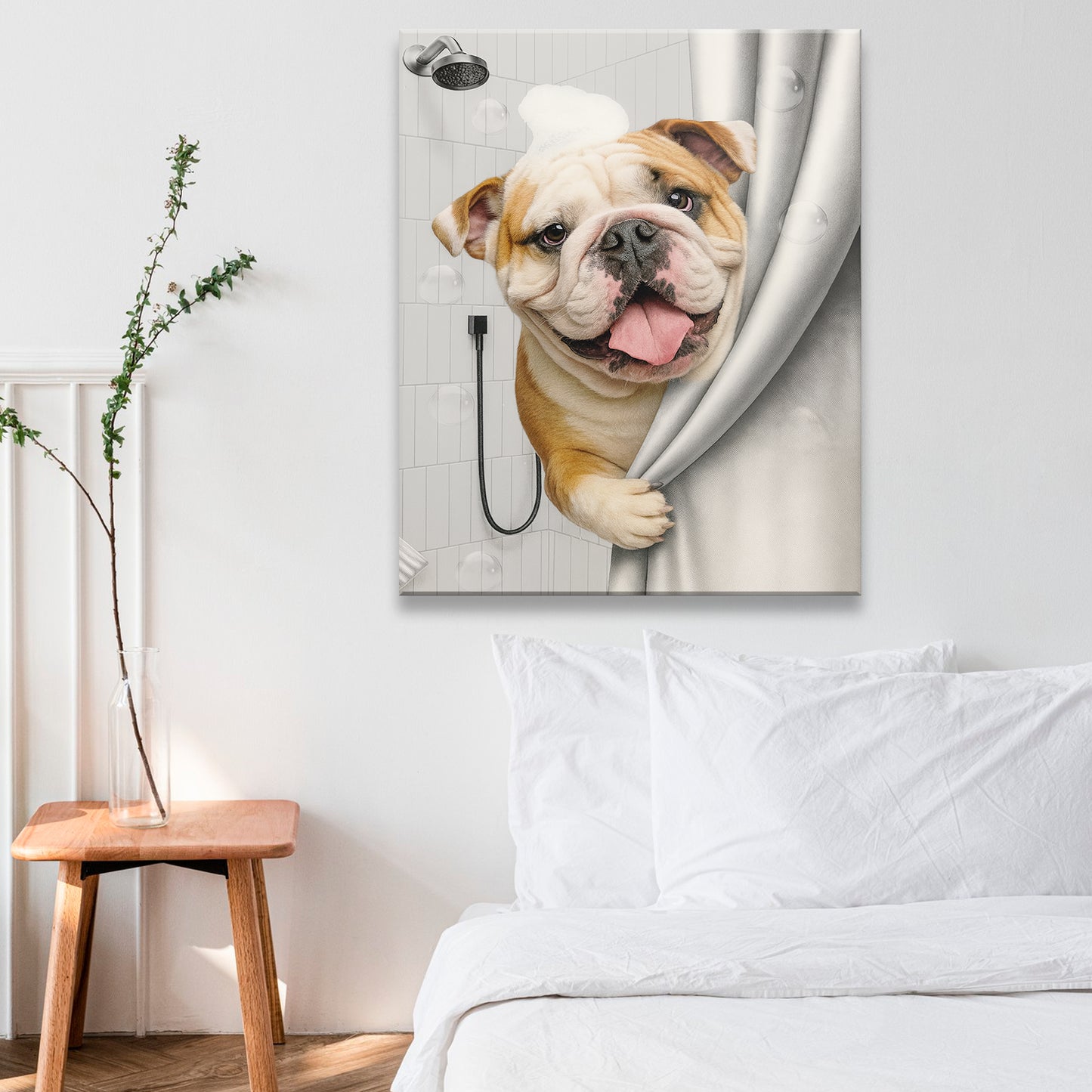 Custom Dog Photo Dog In Bathroom Canvas Gift For Dog Lovers