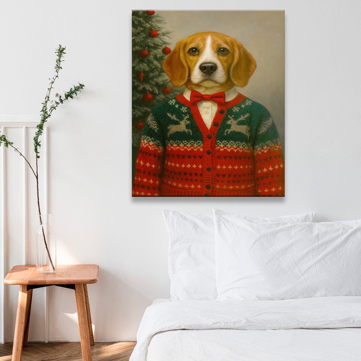 Custom Photo Christmas Dog Canvas Gift For Dog Lovers