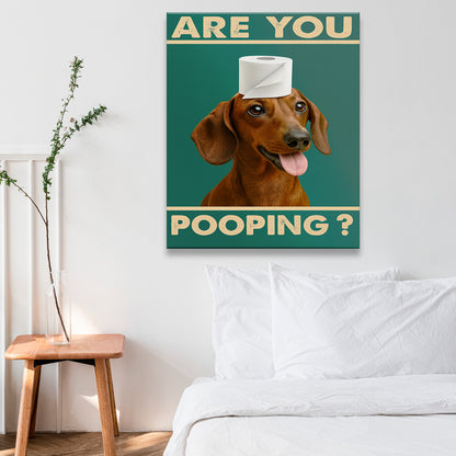 Custom Photo Funny Dog In Bathroom Canvas