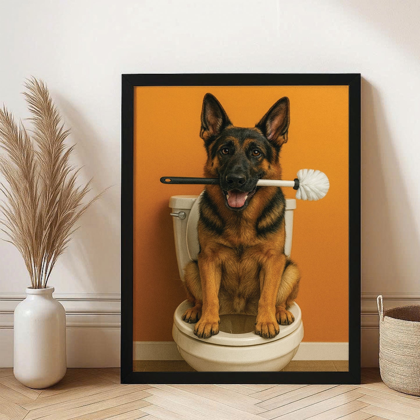 Custom Photo Dog Bathroom Style 31 Canvas Framed Wall Art Gift For Dog Lovers