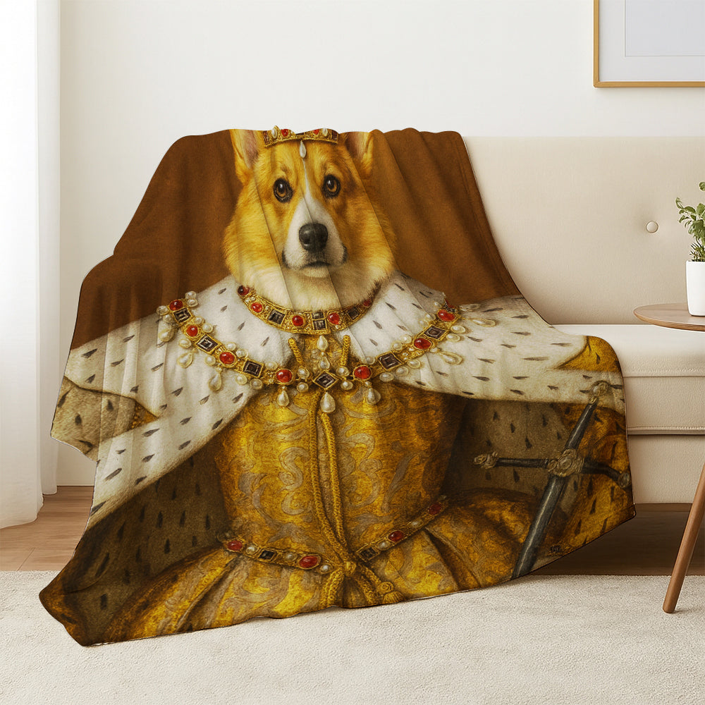 Custom Photo Crowned Queen Dog BlanketGift For Dog Lovers