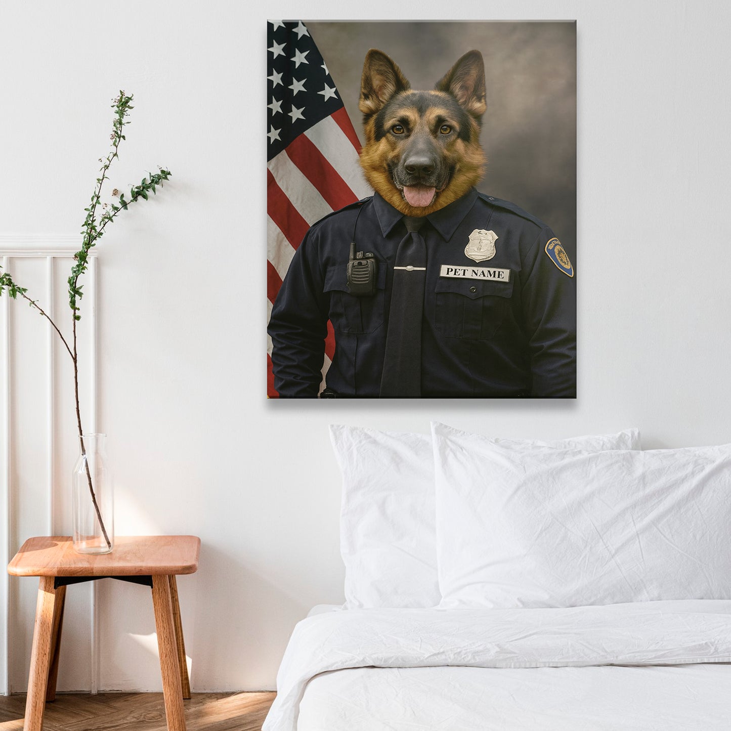 Custom Dog Photo Policeman Canvas _ Gift For Dog Lovers
