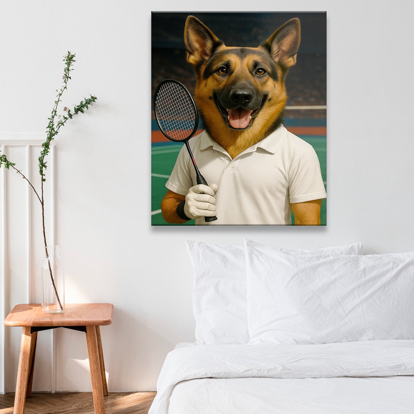 Custom Photo Badminton Dog Canvas Gift For Dog Lovers