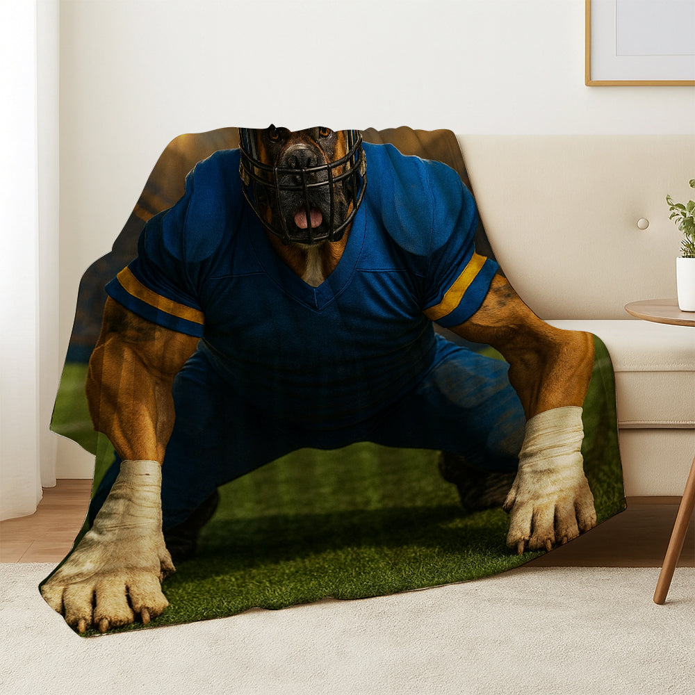 Custom Photo Football Player 2 Dog BlanketGift For Dog Lovers