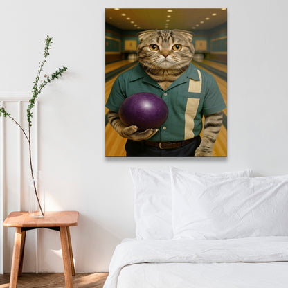 Custom Photo Bowling Cat Canvas Gift For Cat Lovers