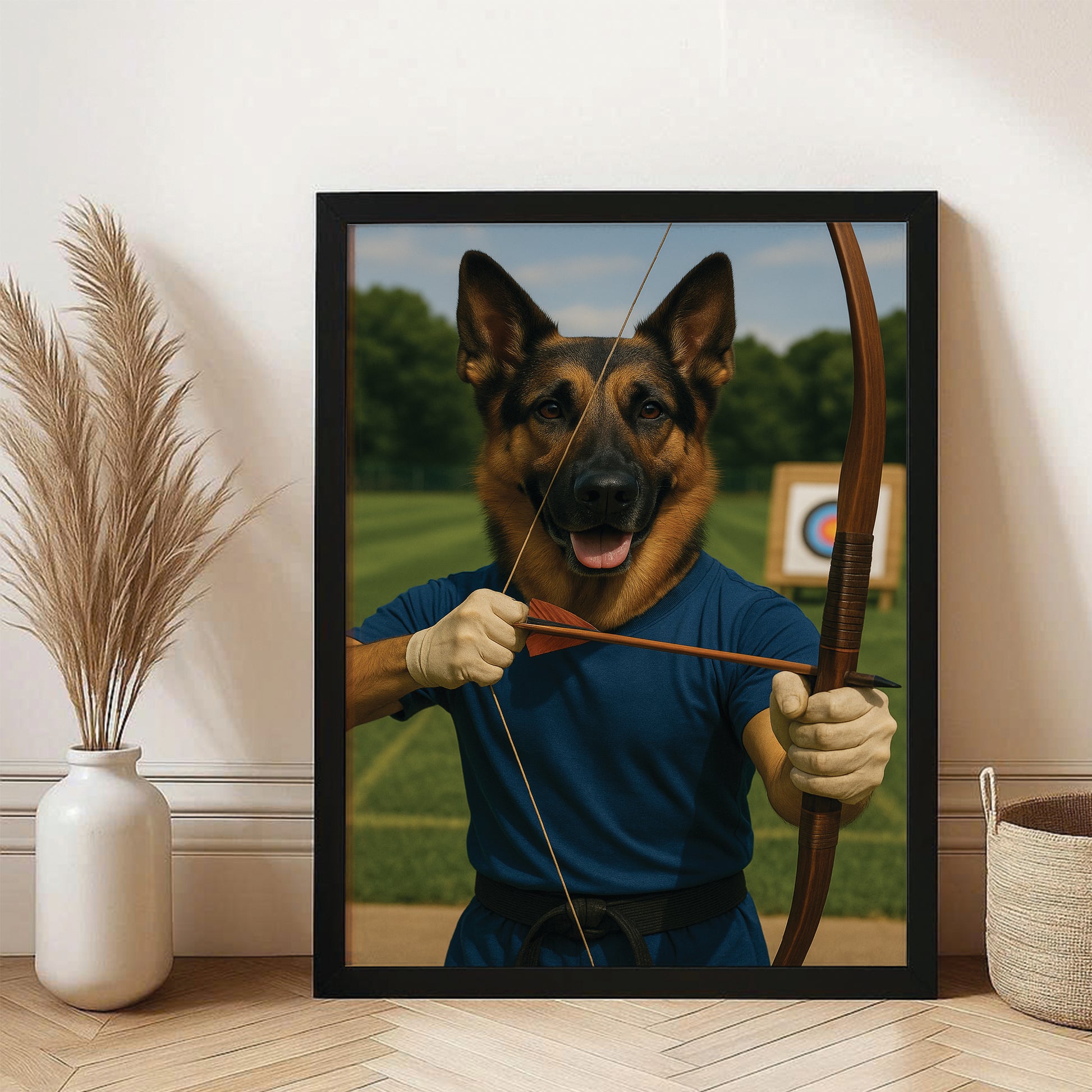 Custom Photo Archery Dog Canvas Framed Wall Art Gift For Dog Lovers