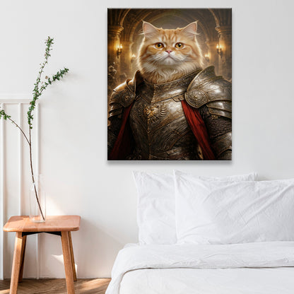 Custom Photo Royal Knight Cat Style 01 Canvas Gift For Cat Lovers