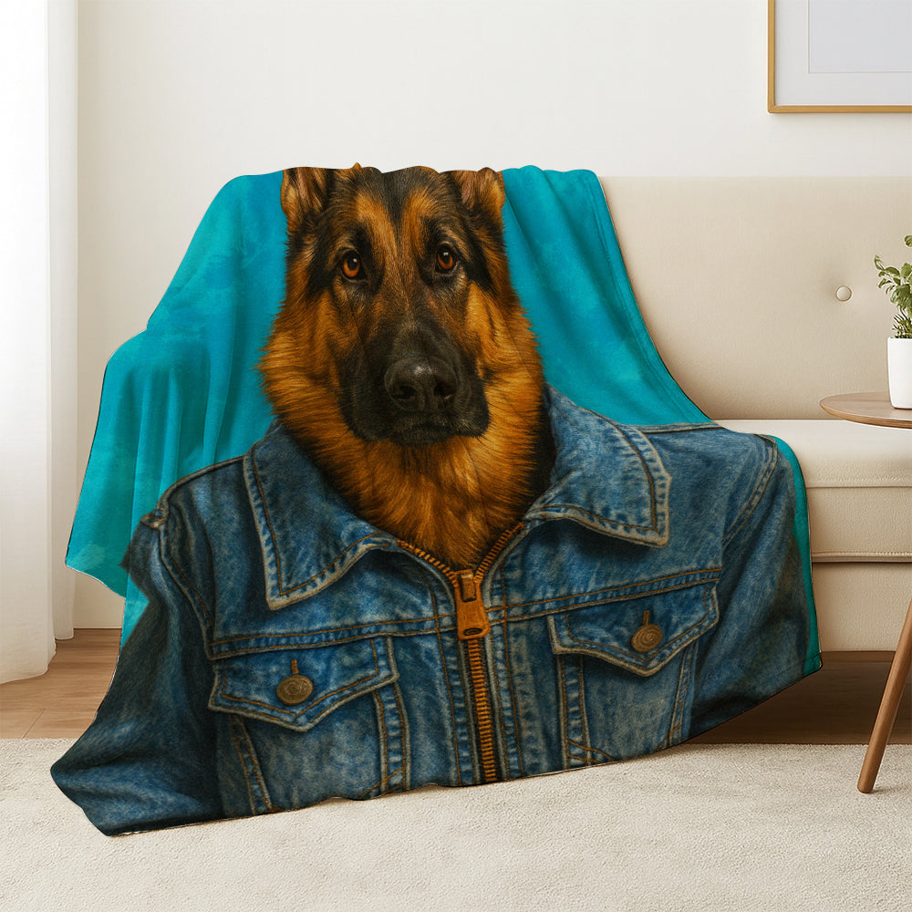 Custom Photo Denim Dog BlanketGift For Dog Lovers