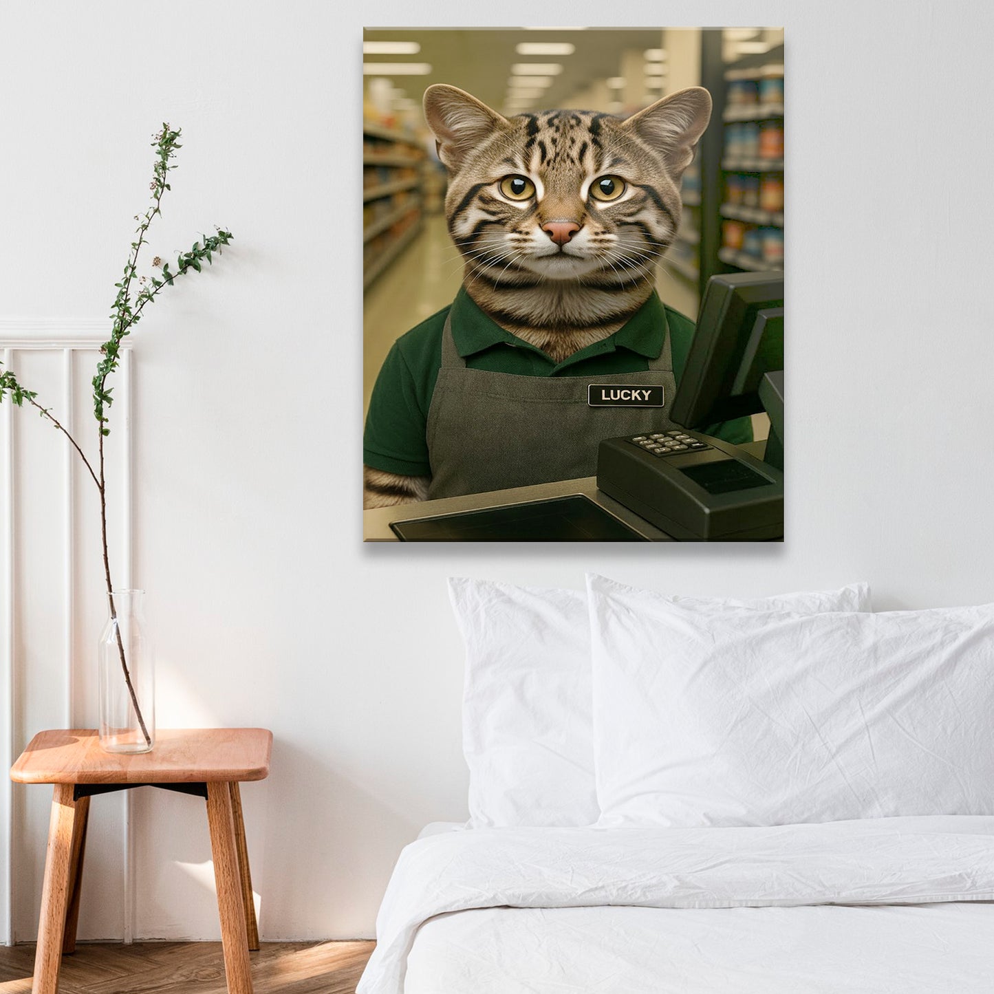 Custom Photo Cashier Cat Canvas Gift For Cat Lovers