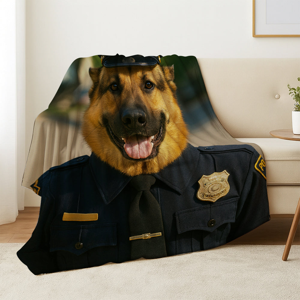 Custom Photo Police 2 Dog BlanketGift For Dog Lovers