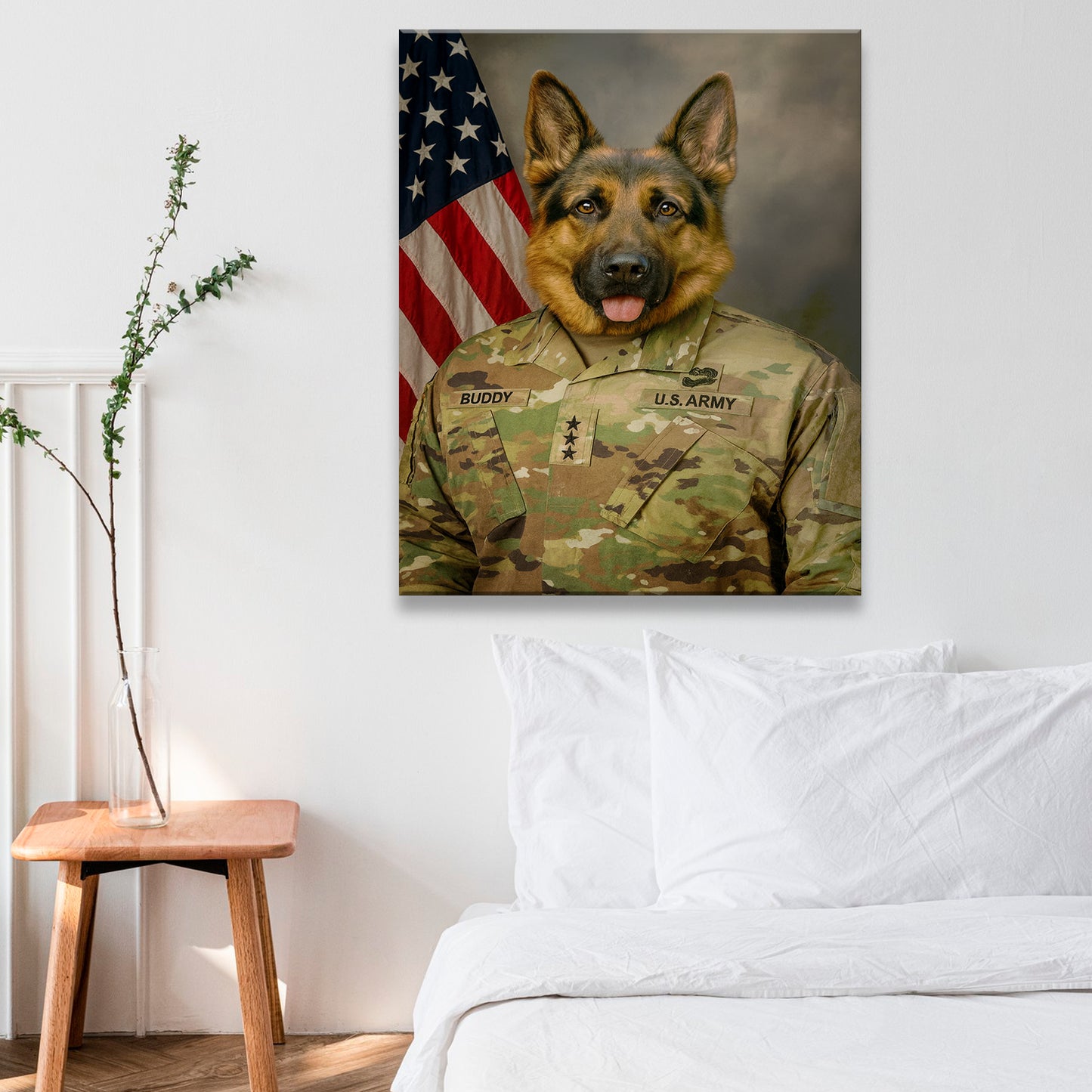 Custom Dog Photo Us Army Canvas _ Gift For Dog Lovers