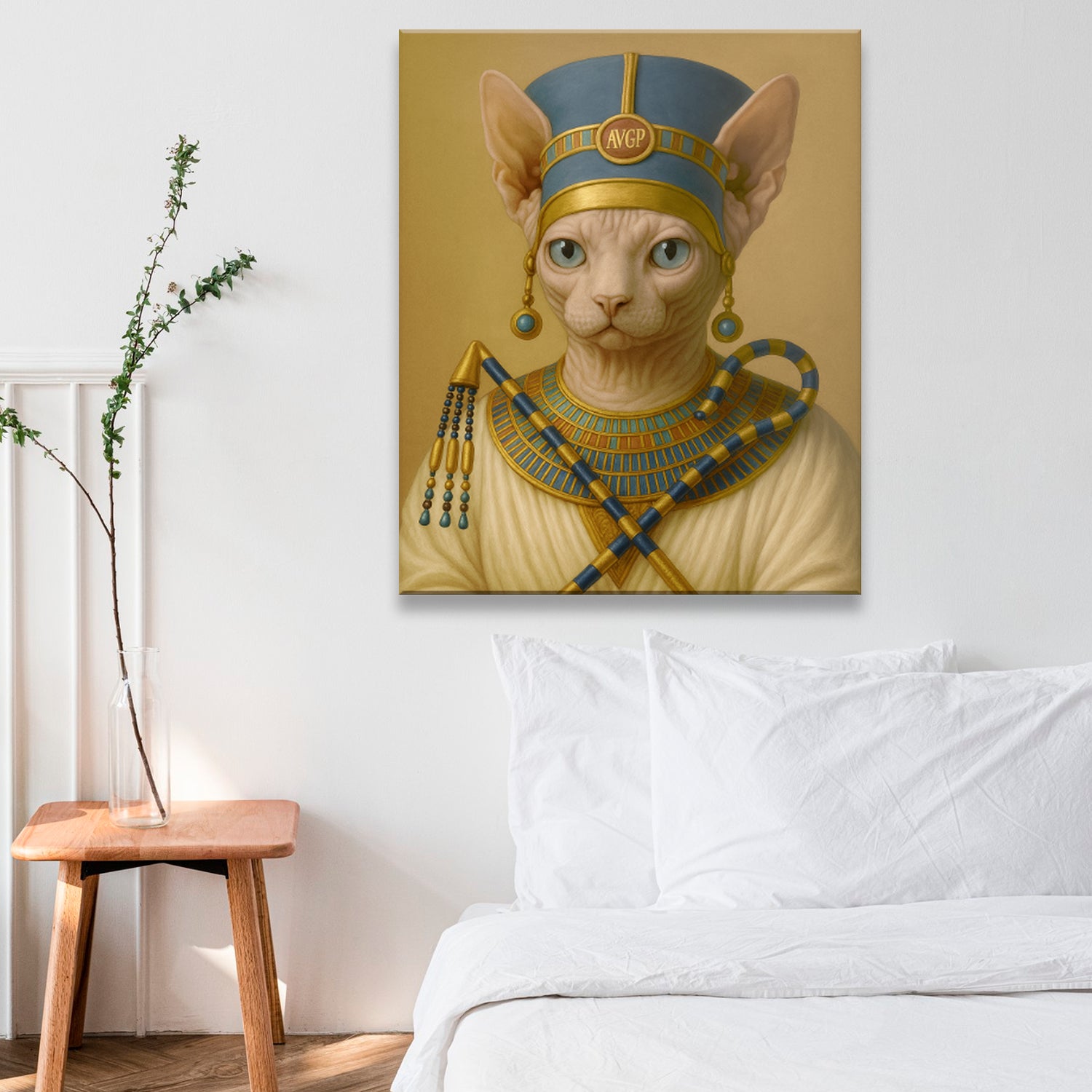 Custom Photo Egyptian Queen Cat Canvas Gift For Cat Lover