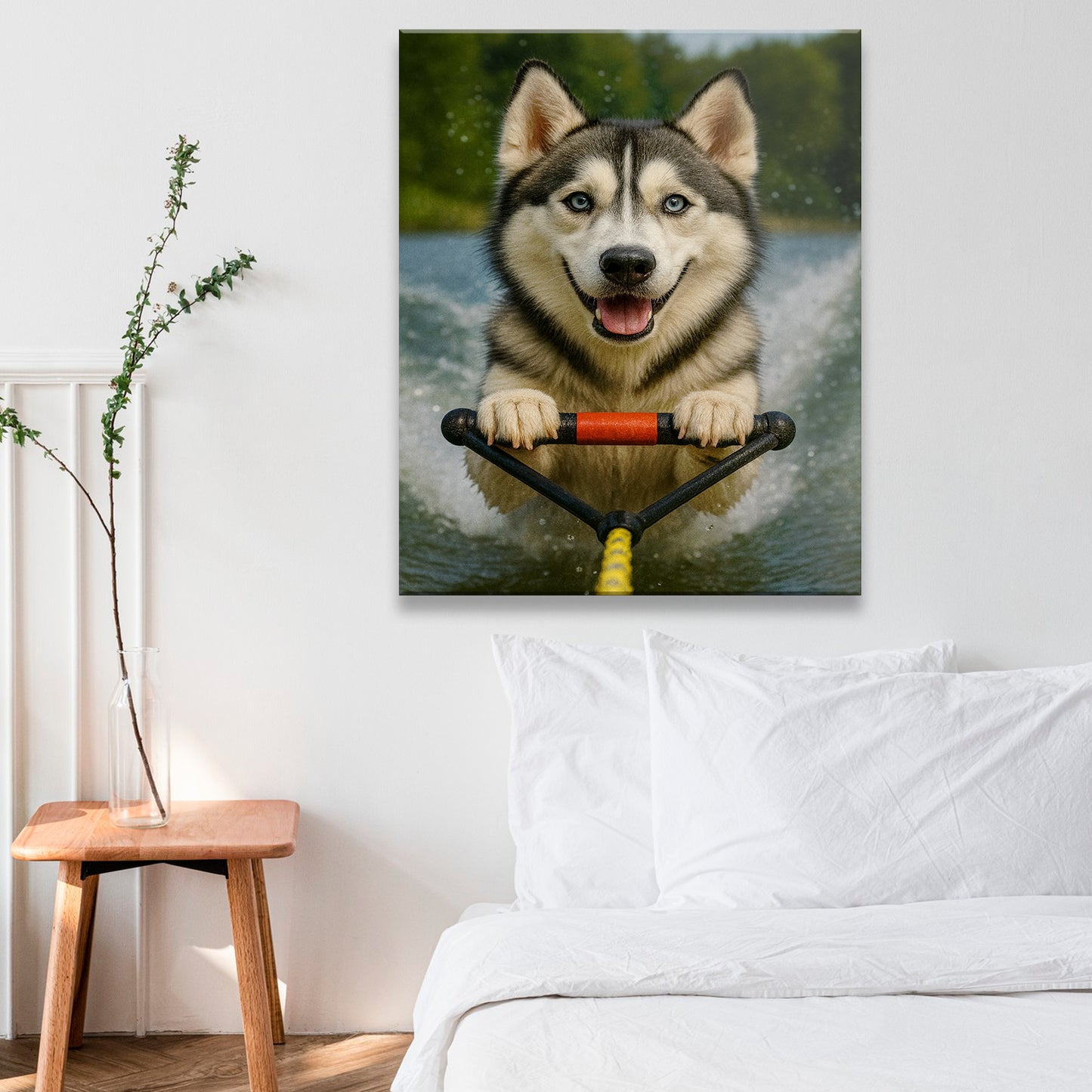 Custom Photo Water Ski Dog Canvas Gift For Dog Lovers