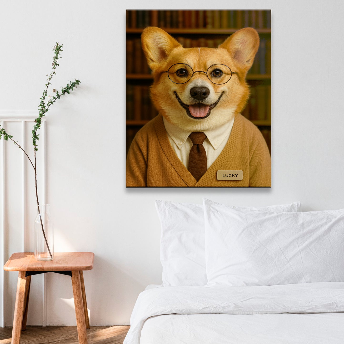 Custom Photo Librarian Book Lover Dog Canvas Gift For Dog Lovers