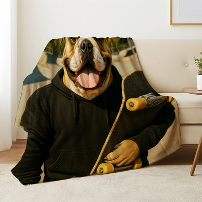 Custom Photo Skater Skateboard BlanketGift For Dog Lovers