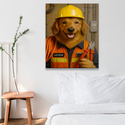 Custom Photo Electrician Dog Canvas Gift For Dog Lovers