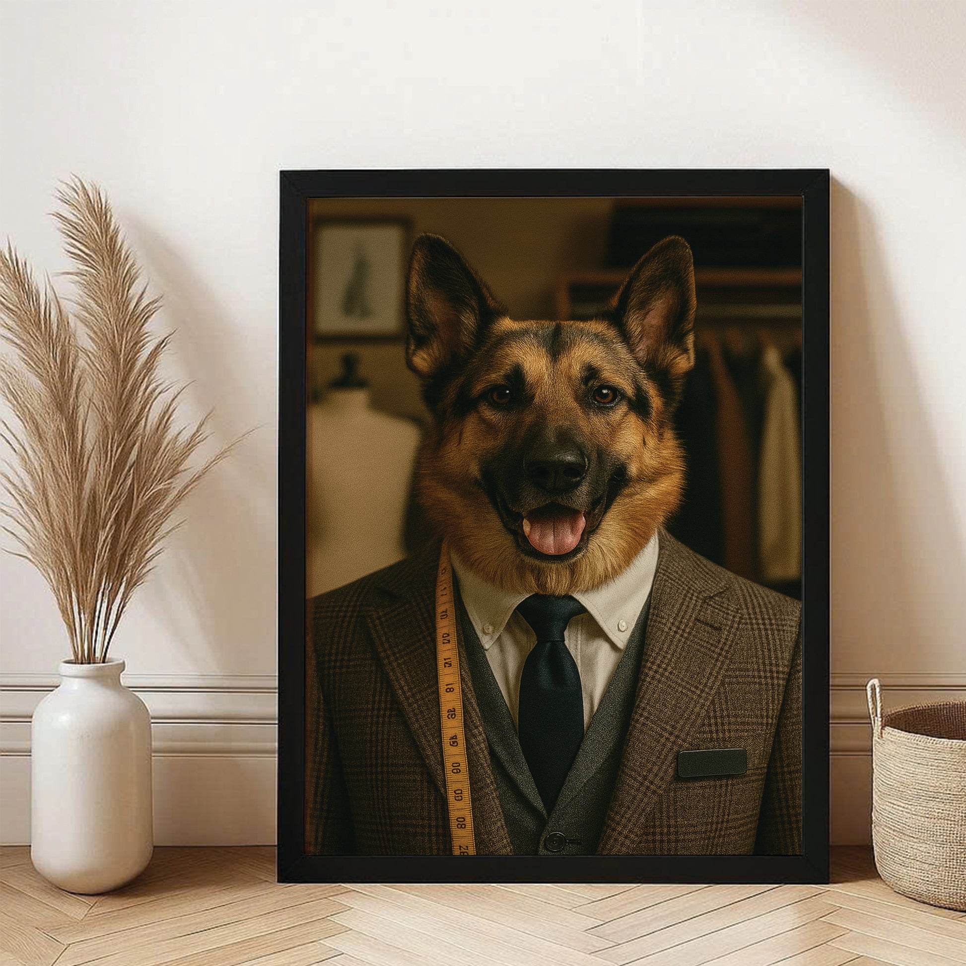 Custom Photo Tailor Dog Canvas Framed Wall Art Gift For Dog Lovers